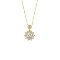 Two‑Charm Sun‑Burst Halo Zircon Necklace