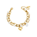 Aura‑Dual Pearl Heart Bracelet