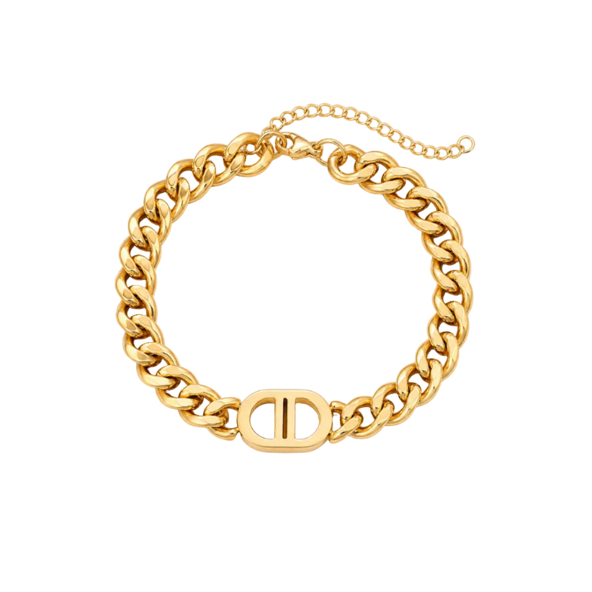 Dual‑Sigil Curb Chain Bracelet