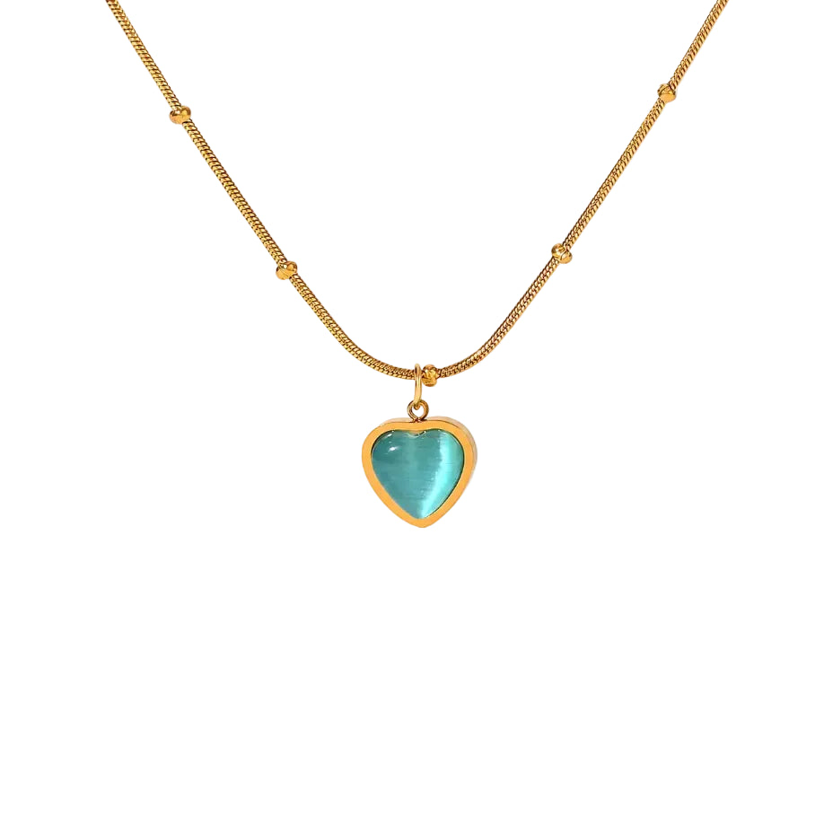 Aqua Heart Glow Necklace