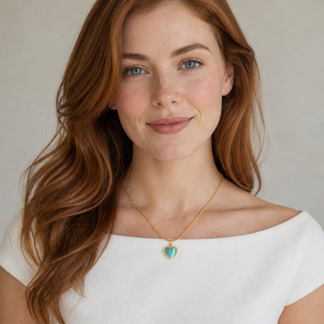 Aqua Heart Glow Necklace