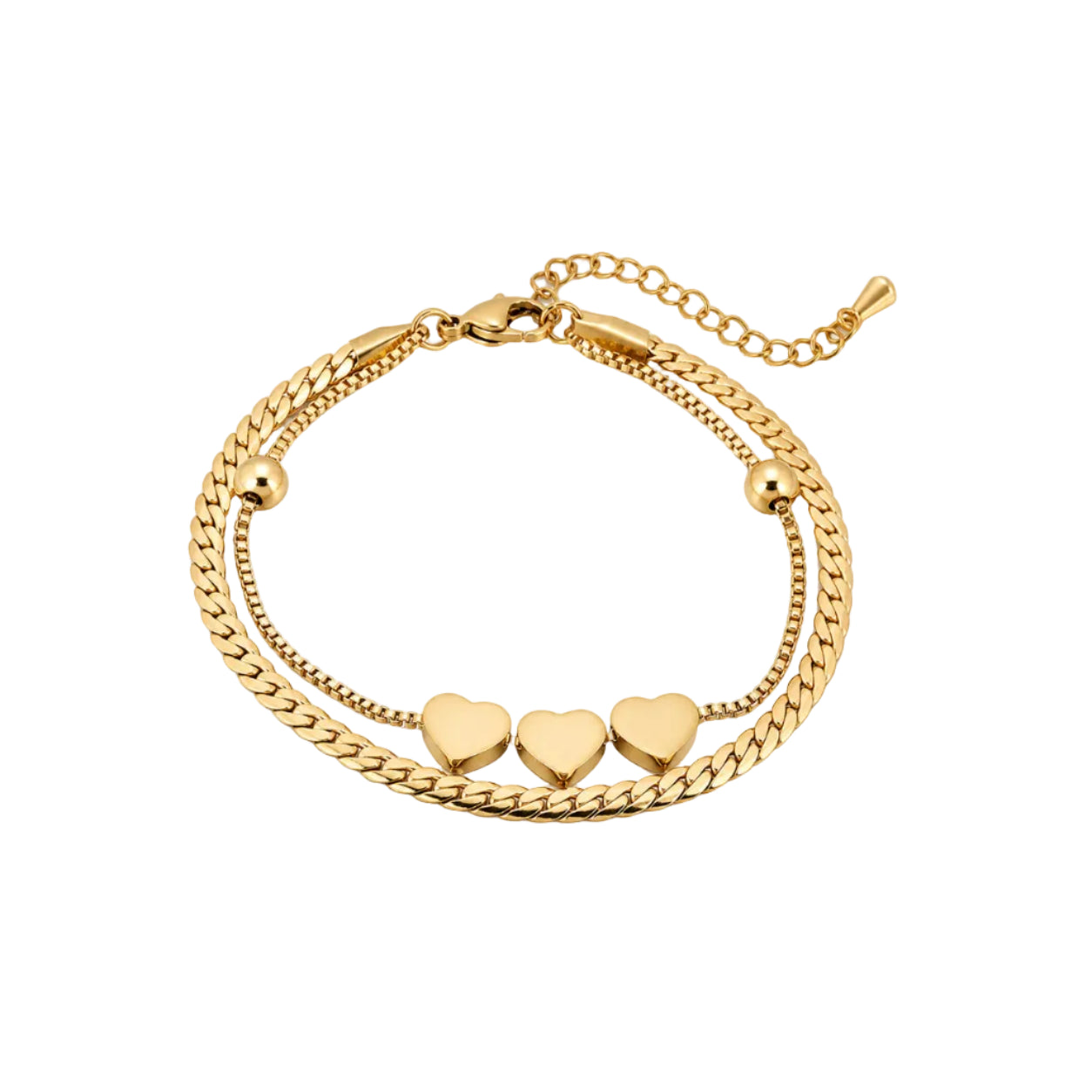 Seren‑Triple Heart Layered Bracelet