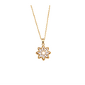 Marquise‑Cut Zircon Six‑Petal Hollow Flower Pendant Necklace