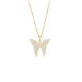 Pavé‑Set Tiered‑Wings Butterfly Pendant Necklace