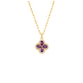 Colored‑Gem Four‑Leaf‑Clover Halo Necklace