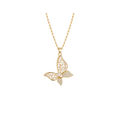 Baguette‑Cut Full‑Pavé Crystal Butterfly Pendant Necklace