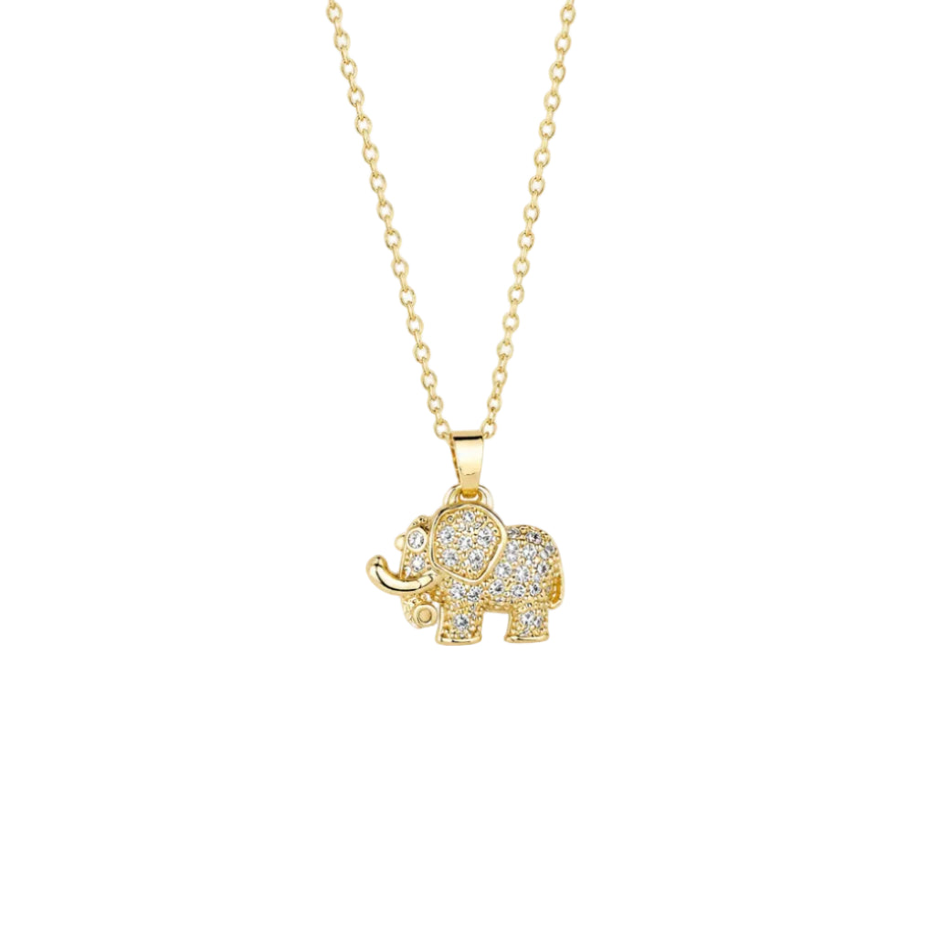 Elowen‑Pavé Crystal Elephant Pendant Necklace