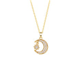 Lunastar‑Pavé Crystal Moon & Star Pendant Necklace