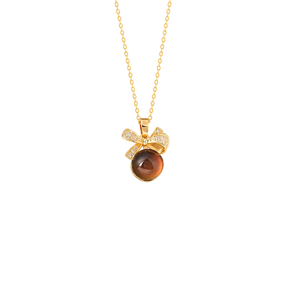 Bow‑Orb Tigereye Self‑Blessing Talisman Necklace