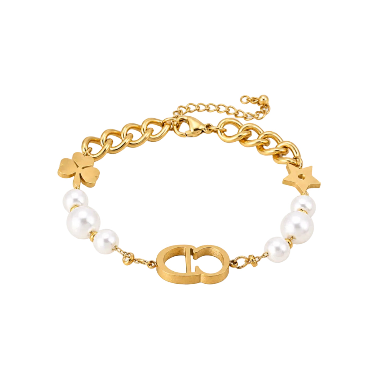 Mila‑Clover Pearl Bracelet