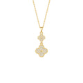 Dangling Double‑Clover Full‑Pave Necklace