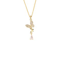 Mariposa‑Dangling Teardrop Butterfly Zircon Necklace