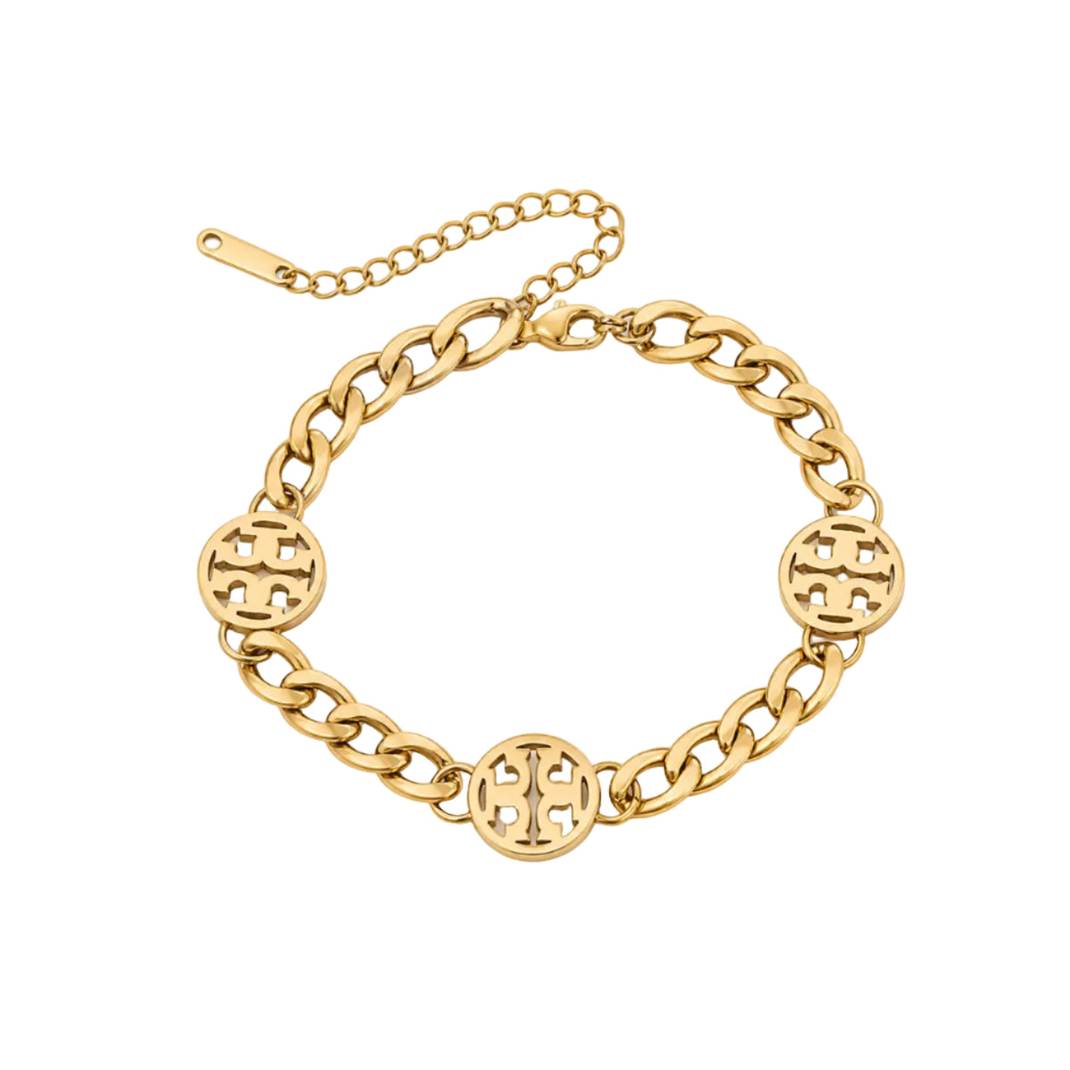 Briar‑Curb Chain Hollow Disc Bracelet