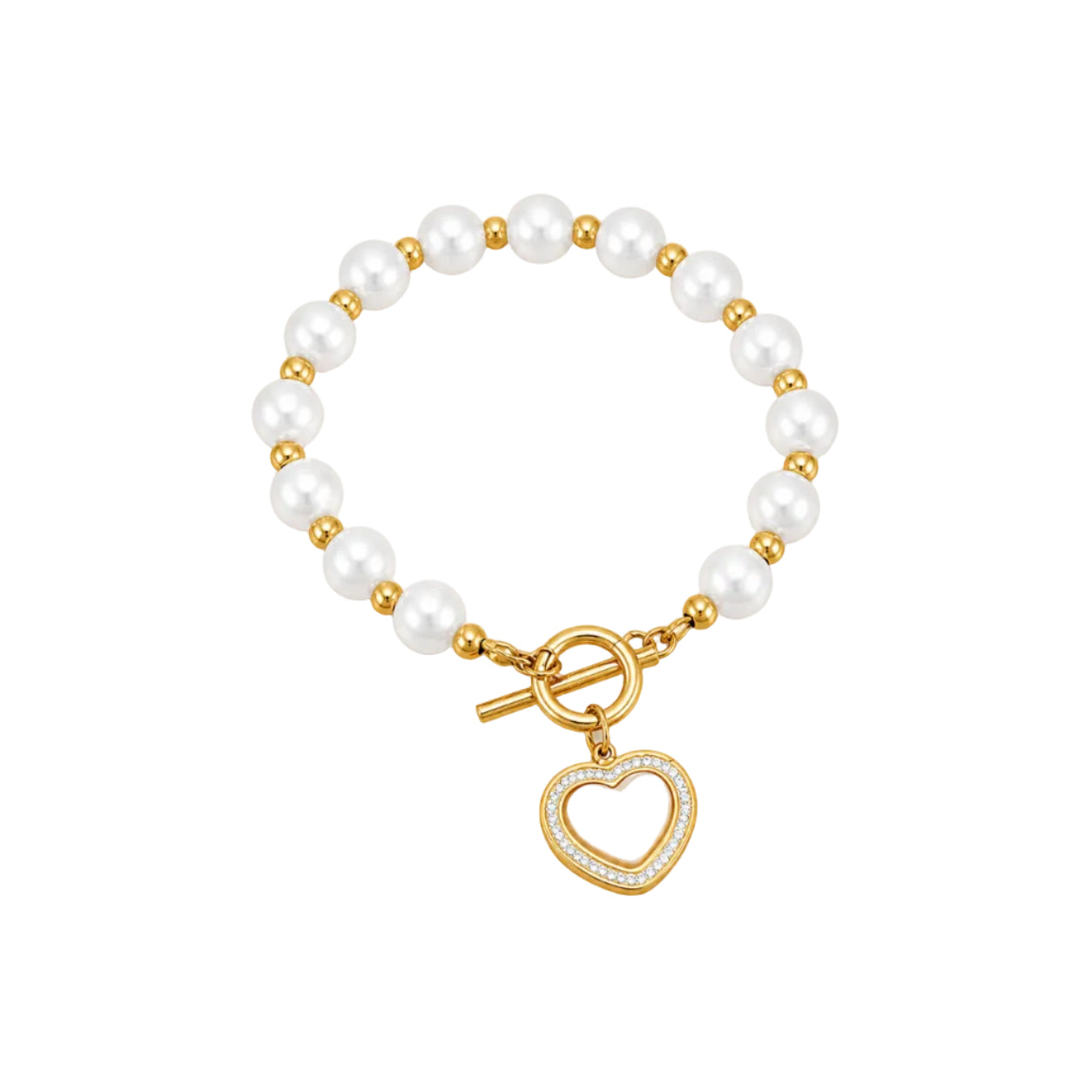 Lara‑Pearl Heart Bracelet
