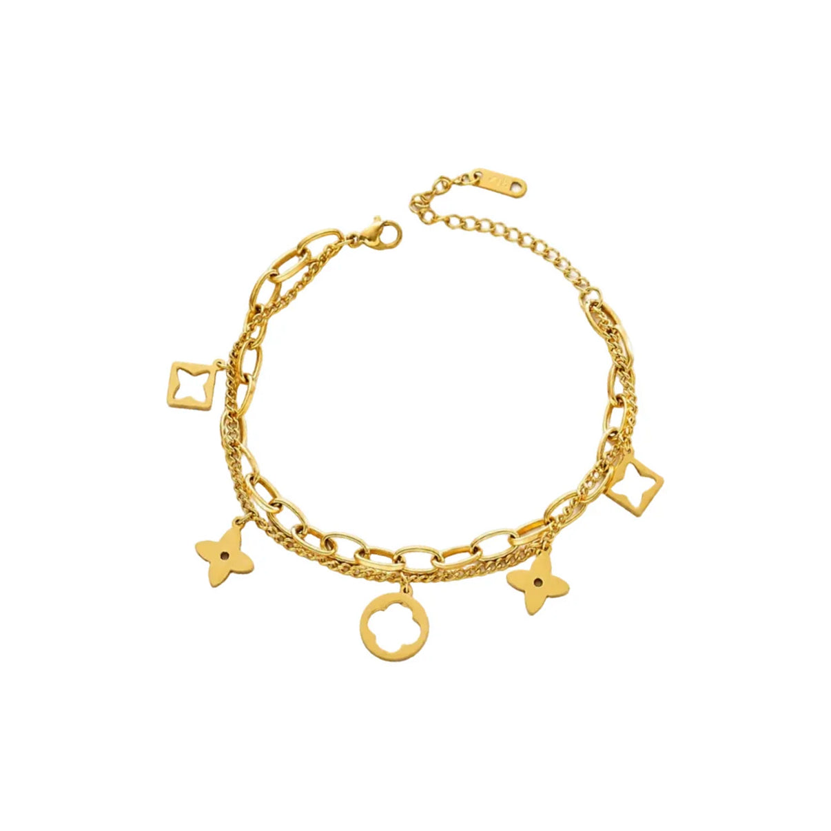 Luckyora‑Dual‑Layer Hollow Clover Charm Bracelet