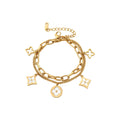 Cloveria‑Dual‑Layer Mother‑of‑Pearl Multi‑Charm Bracelet