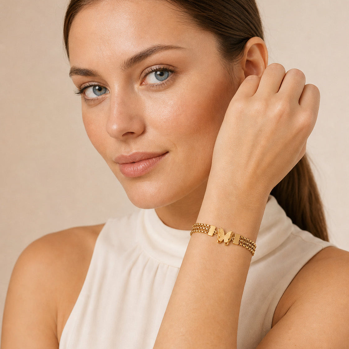 Mariposa‑Triple Chain Butterfly Bracelet