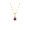 Halo‑Set Round Purple Zircon Teardrop Pendant Necklace
