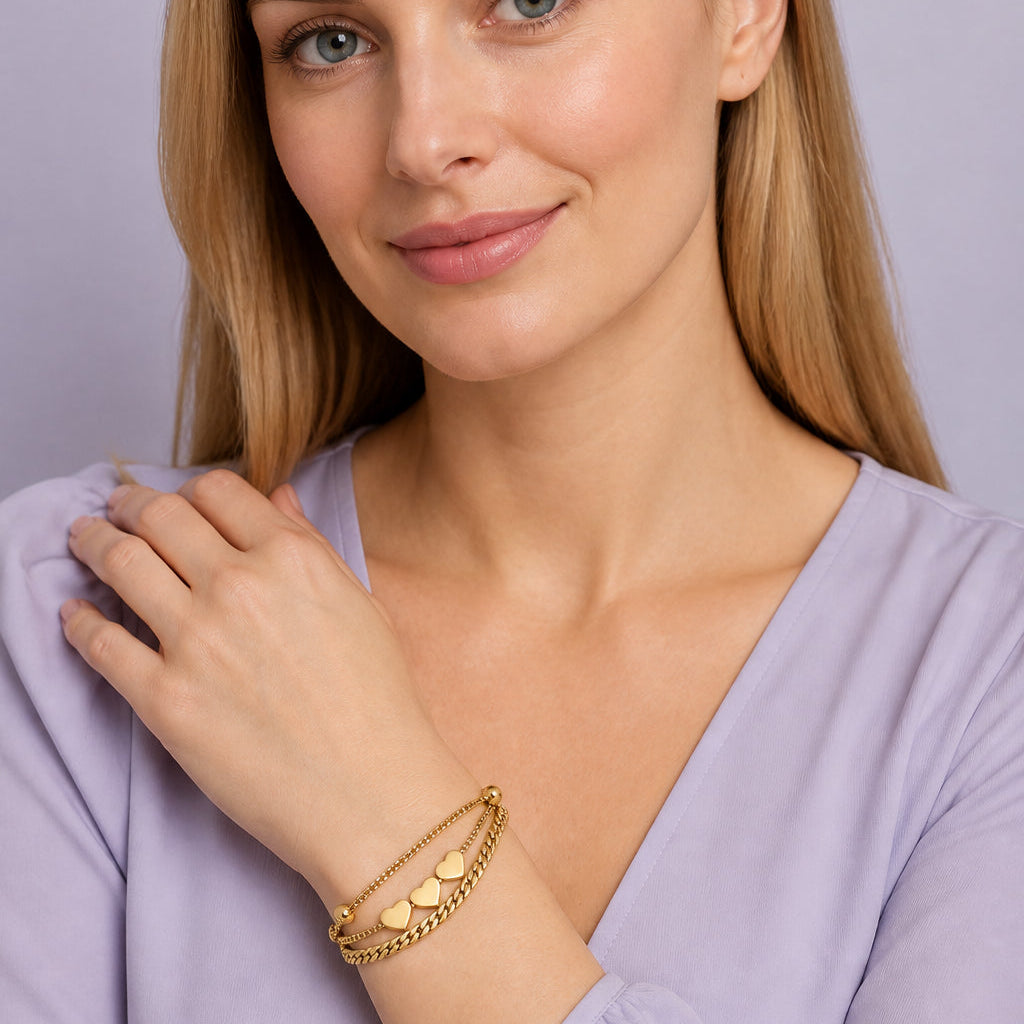 Seren‑Triple Heart Layered Bracelet