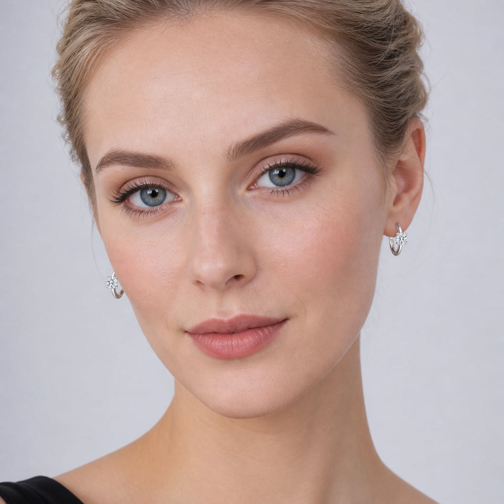 AURELIS Solitaire Crystal Hoop Earrings