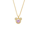 Mikila‑Pink Zircon Mickey‑Head Pendant Necklace